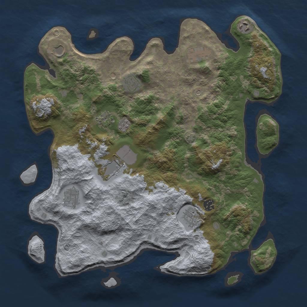 Rust Map: Barren, Size: 4000, Seed: 1716789057, 14 Monuments