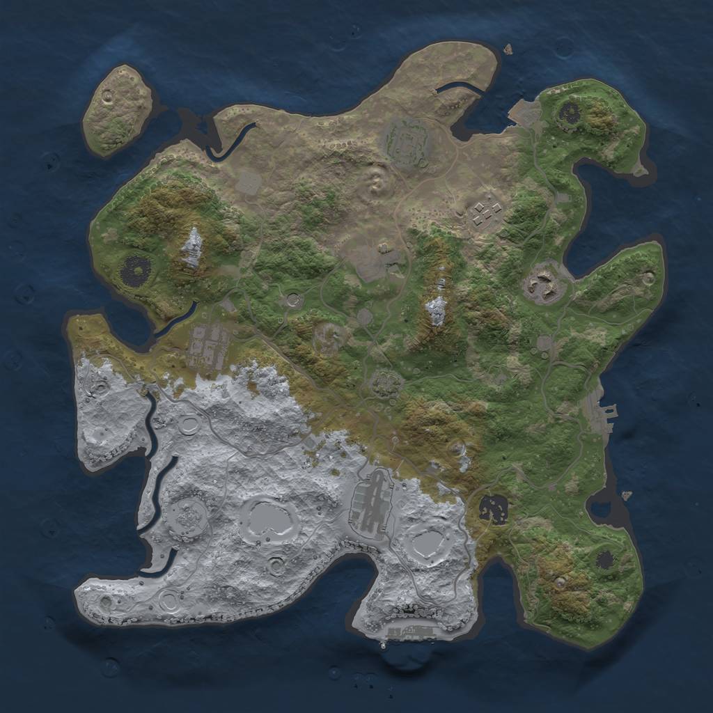 Rust Map: Procedural Map, Size: 3450, Seed: 37358470, 15 Monuments