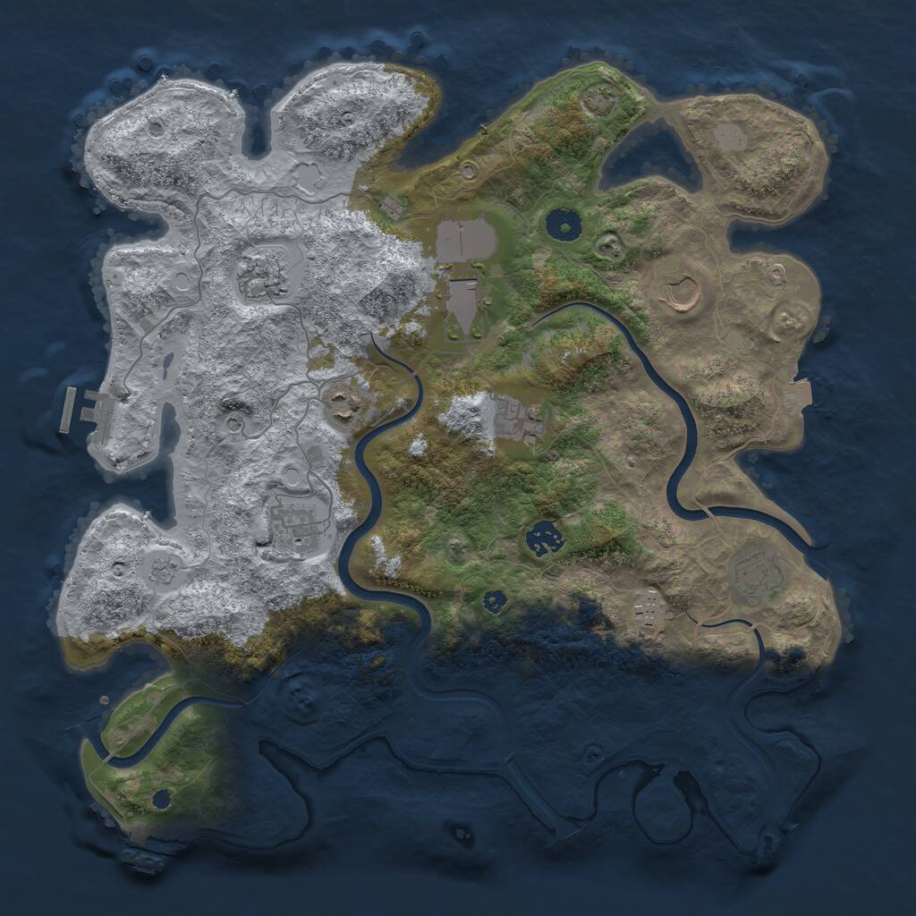 Rust Map: Procedural Map, Size: 3950, Seed: 48825164, 15 Monuments