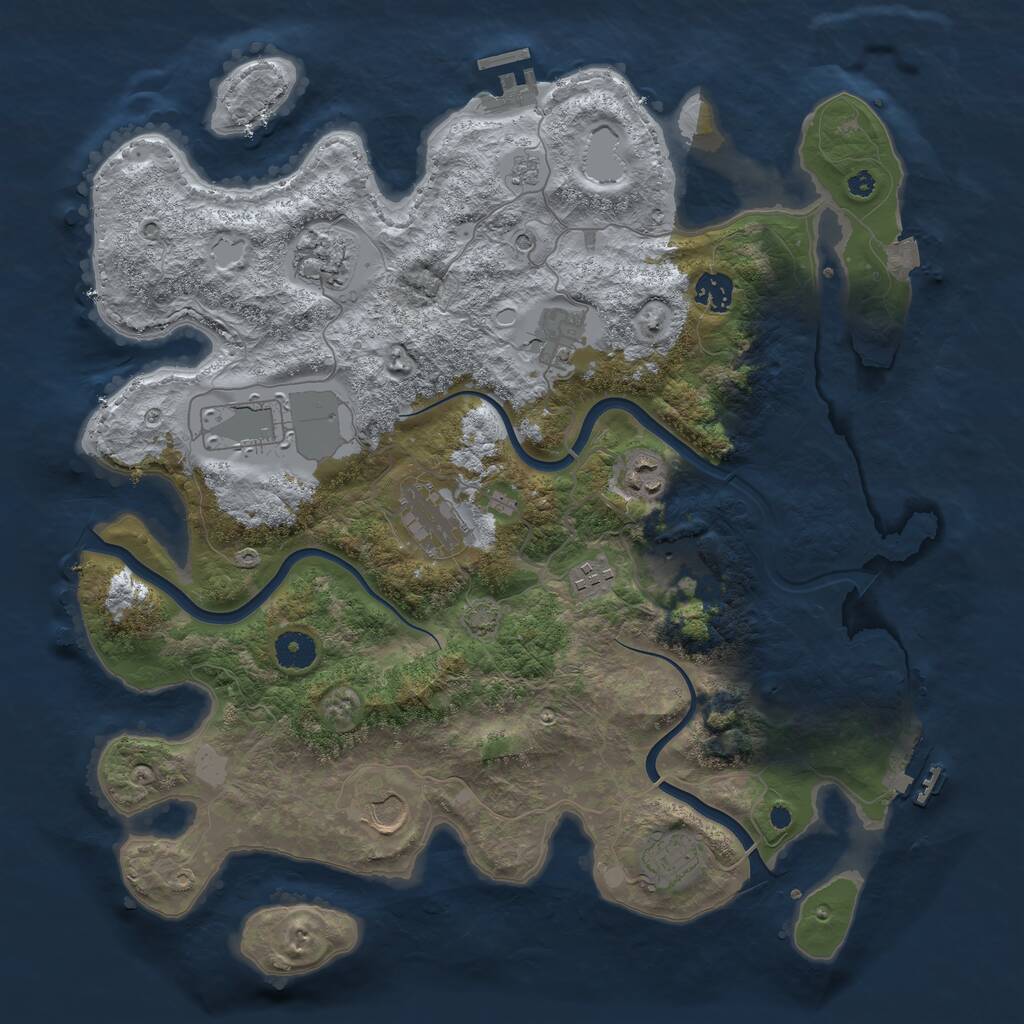 Rust Map: Procedural Map, Size: 3900, Seed: 11886650, 16 Monuments