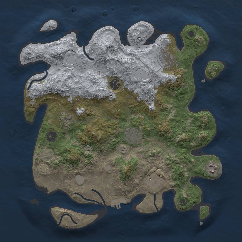 Rust Map: Procedural Map, Size: 3450, Seed: 39082761, 14 Monuments