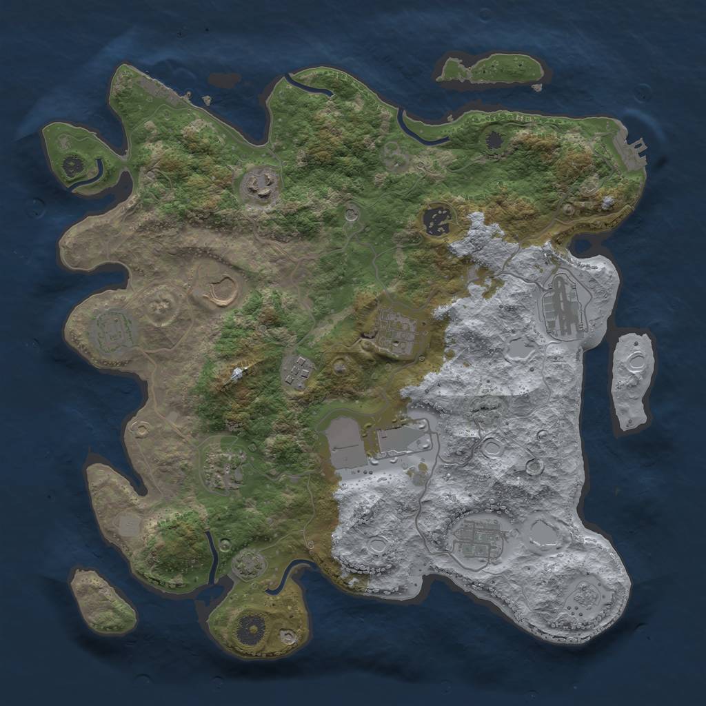 Rust Map: Procedural Map, Size: 3600, Seed: 66409983, 18 Monuments