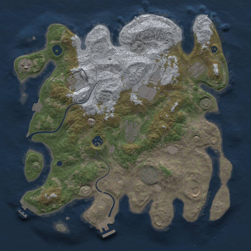 Rust Map: Procedural Map, Size: 3700, Seed: 76861368, 15 Monuments
