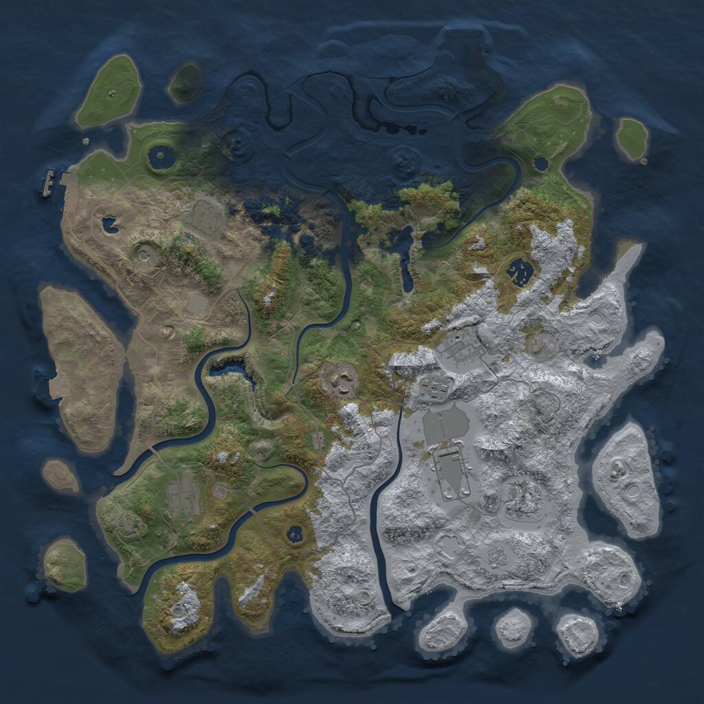 Rust Map: Procedural Map, Size: 4100, Seed: 70513114, 14 Monuments