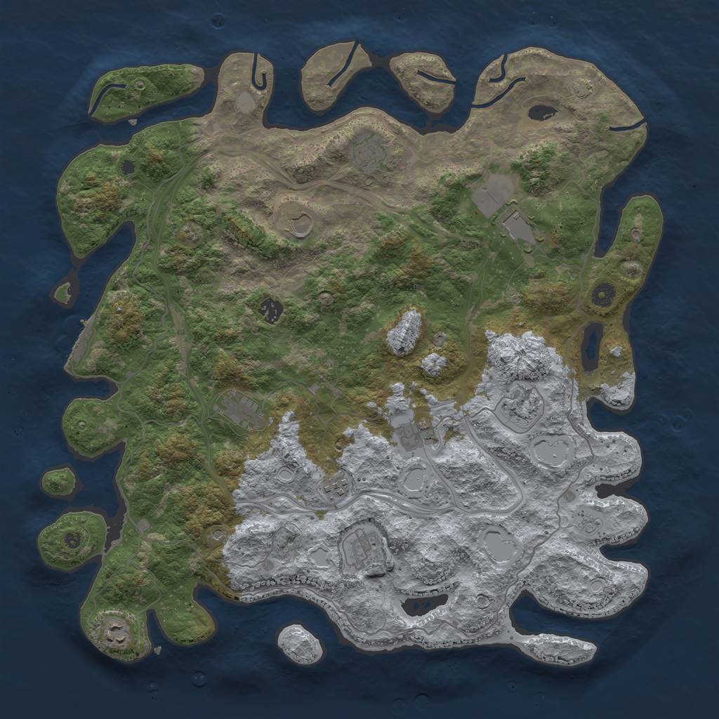 Rust Map: Procedural Map, Size: 4500, Seed: 749678346, 17 Monuments
