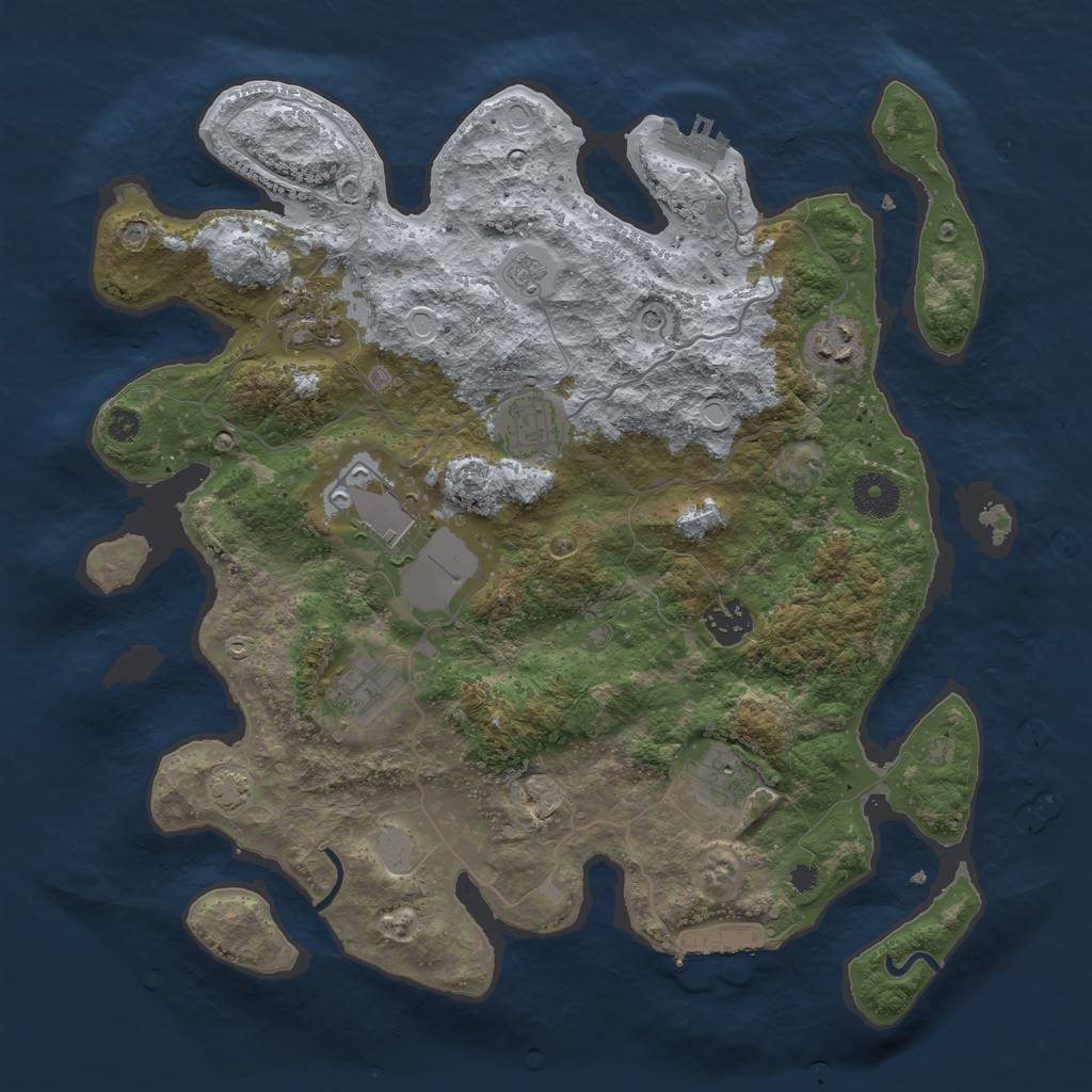 Rust Map: Procedural Map, Size: 3550, Seed: 71342795, 15 Monuments