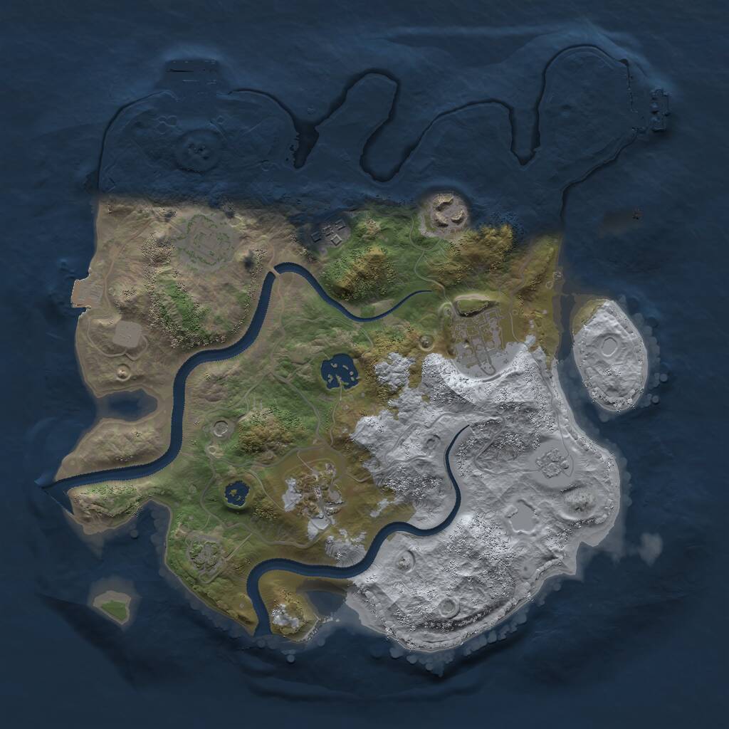 Rust Map: Procedural Map, Size: 3000, Seed: 1623, 12 Monuments
