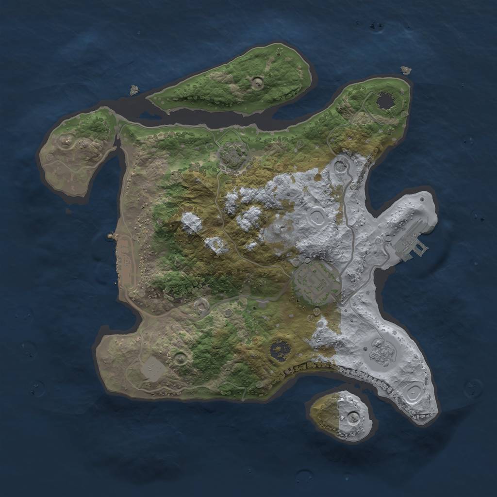 Rust Map: Procedural Map, Size: 2500, Seed: 554411098, 9 Monuments