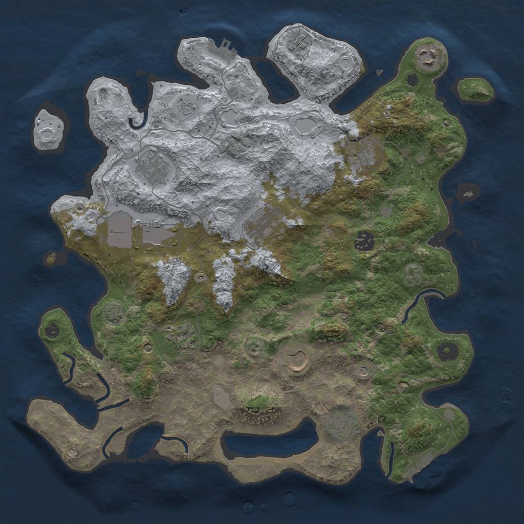 Rust Map: Procedural Map, Size: 3800, Seed: 3139, 18 Monuments