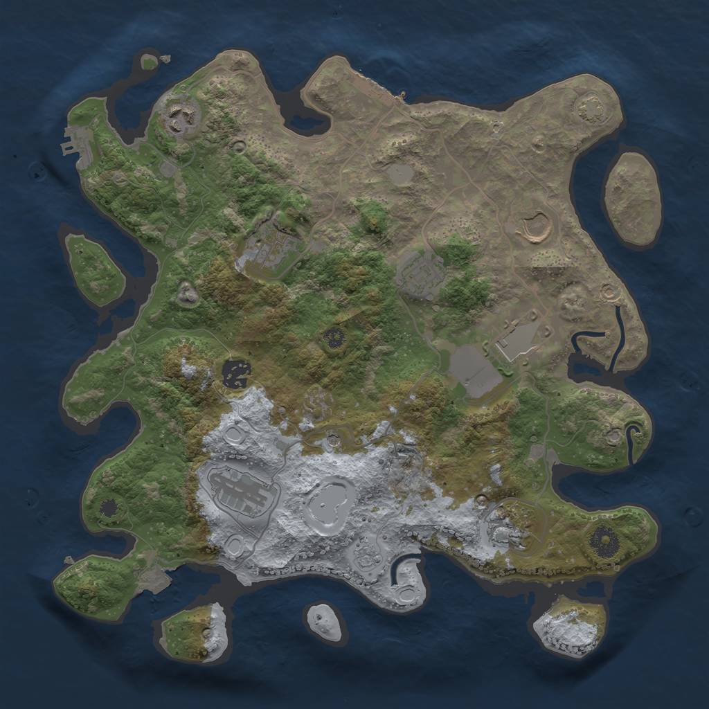 Rust Map: Procedural Map, Size: 3500, Seed: 53230829, 16 Monuments
