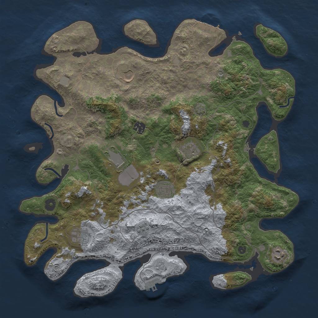 Rust Map: Procedural Map, Size: 4000, Seed: 38292668, 16 Monuments