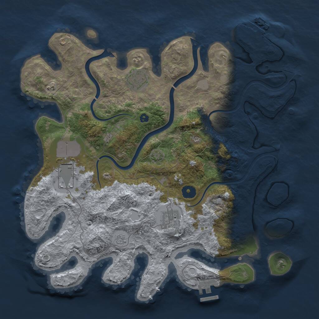 Rust Map: Procedural Map, Size: 3500, Seed: 2116999, 9 Monuments