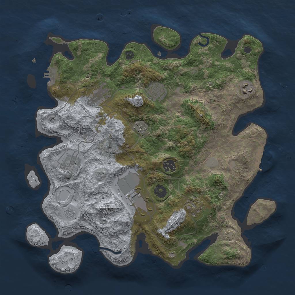 Rust Map: Procedural Map, Size: 3500, Seed: 940932787, 16 Monuments