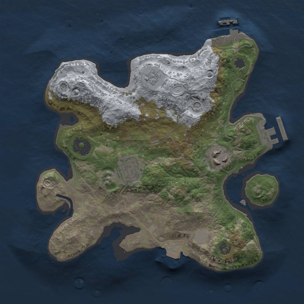 Rust Map: Procedural Map, Size: 2500, Seed: 1216277896, 9 Monuments