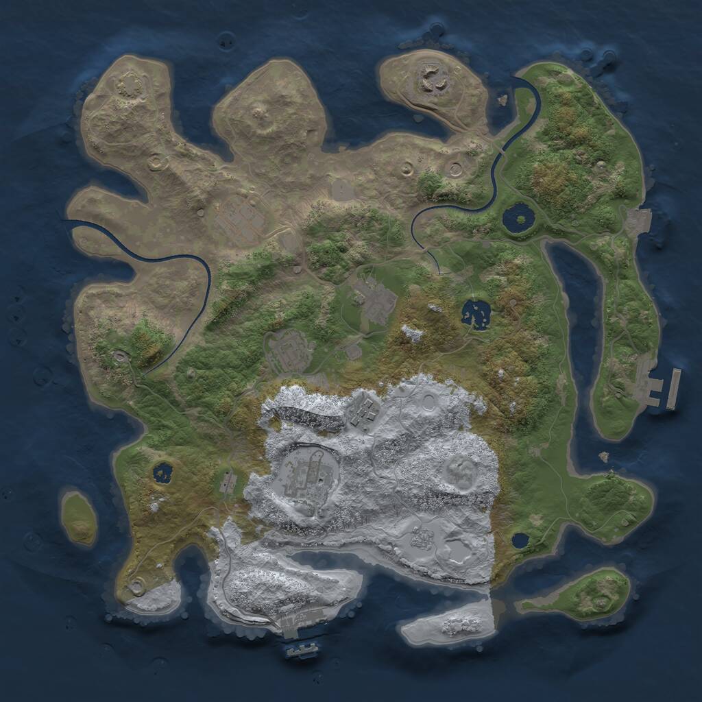 Rust Map: Procedural Map, Size: 3450, Seed: 48421489, 13 Monuments
