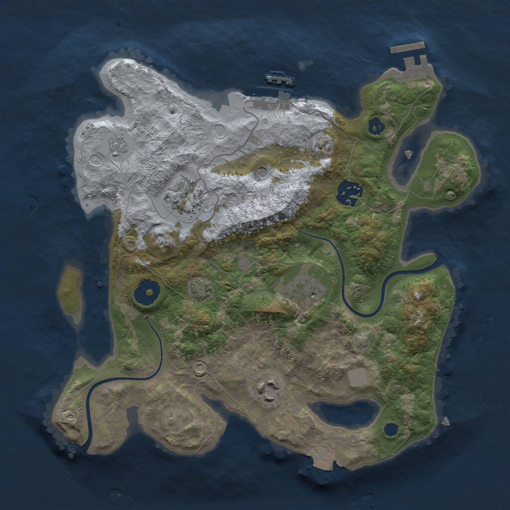 Rust Map: Procedural Map, Size: 3000, Seed: 584925814, 10 Monuments