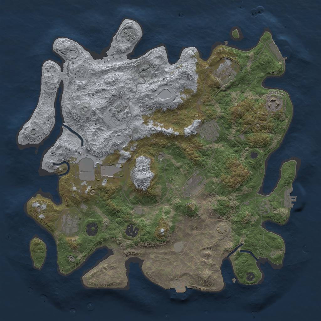 Rust Map: Procedural Map, Size: 3700, Seed: 832327203, 17 Monuments