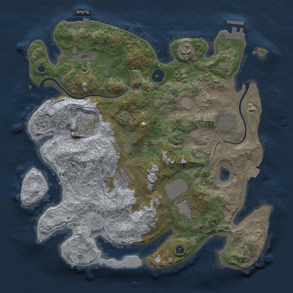 Rust Map: Procedural Map, Size: 3500, Seed: 666646, 12 Monuments