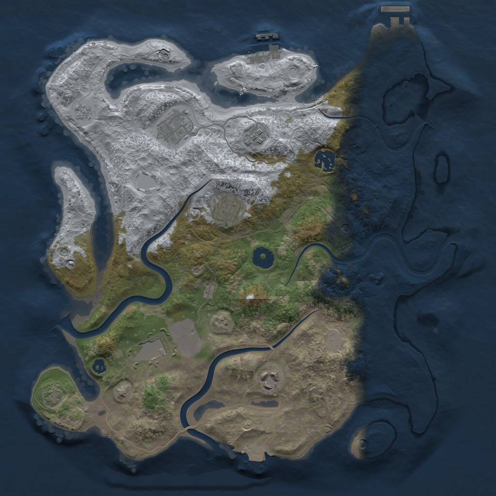 Rust Map: Procedural Map, Size: 3500, Seed: 574294935, 12 Monuments