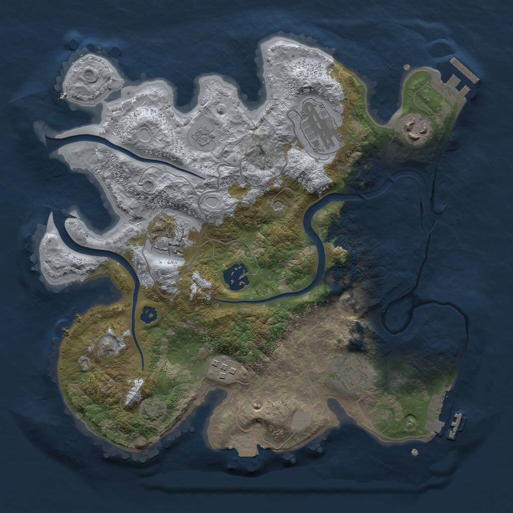 Rust Map: Procedural Map, Size: 3000, Seed: 17758, 12 Monuments