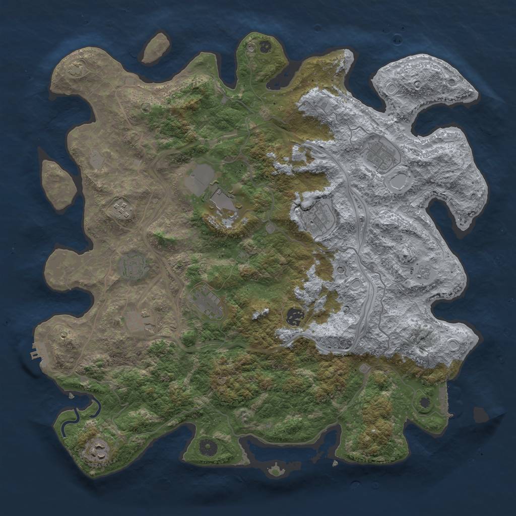 Rust Map: Procedural Map, Size: 4350, Seed: 1890750420, 17 Monuments