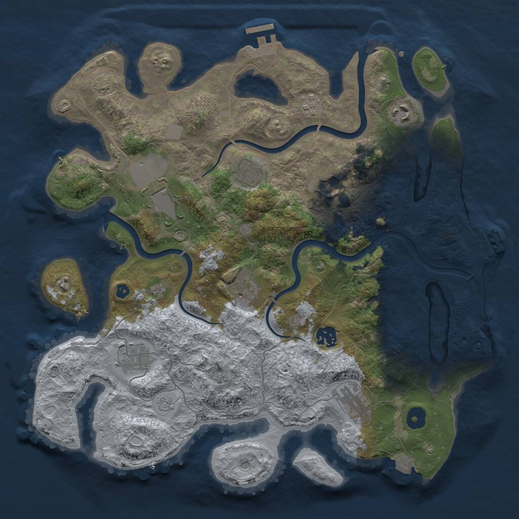 Rust Map: Procedural Map, Size: 3700, Seed: 8037604, 15 Monuments
