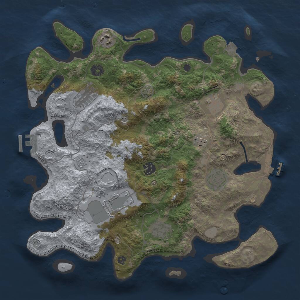 Rust Map: Procedural Map, Size: 3500, Seed: 260947200, 14 Monuments