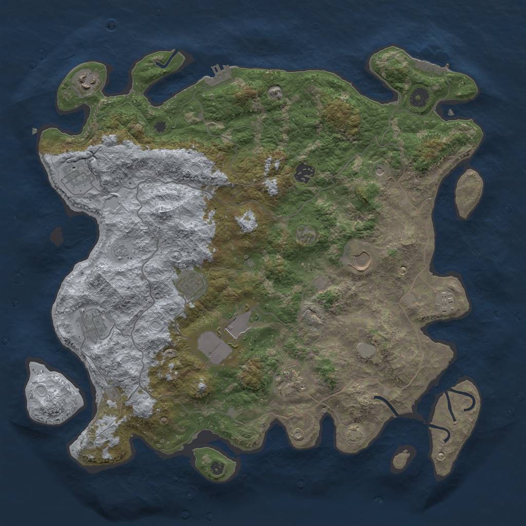 Rust Map: Procedural Map, Size: 4100, Seed: 48387489, 17 Monuments