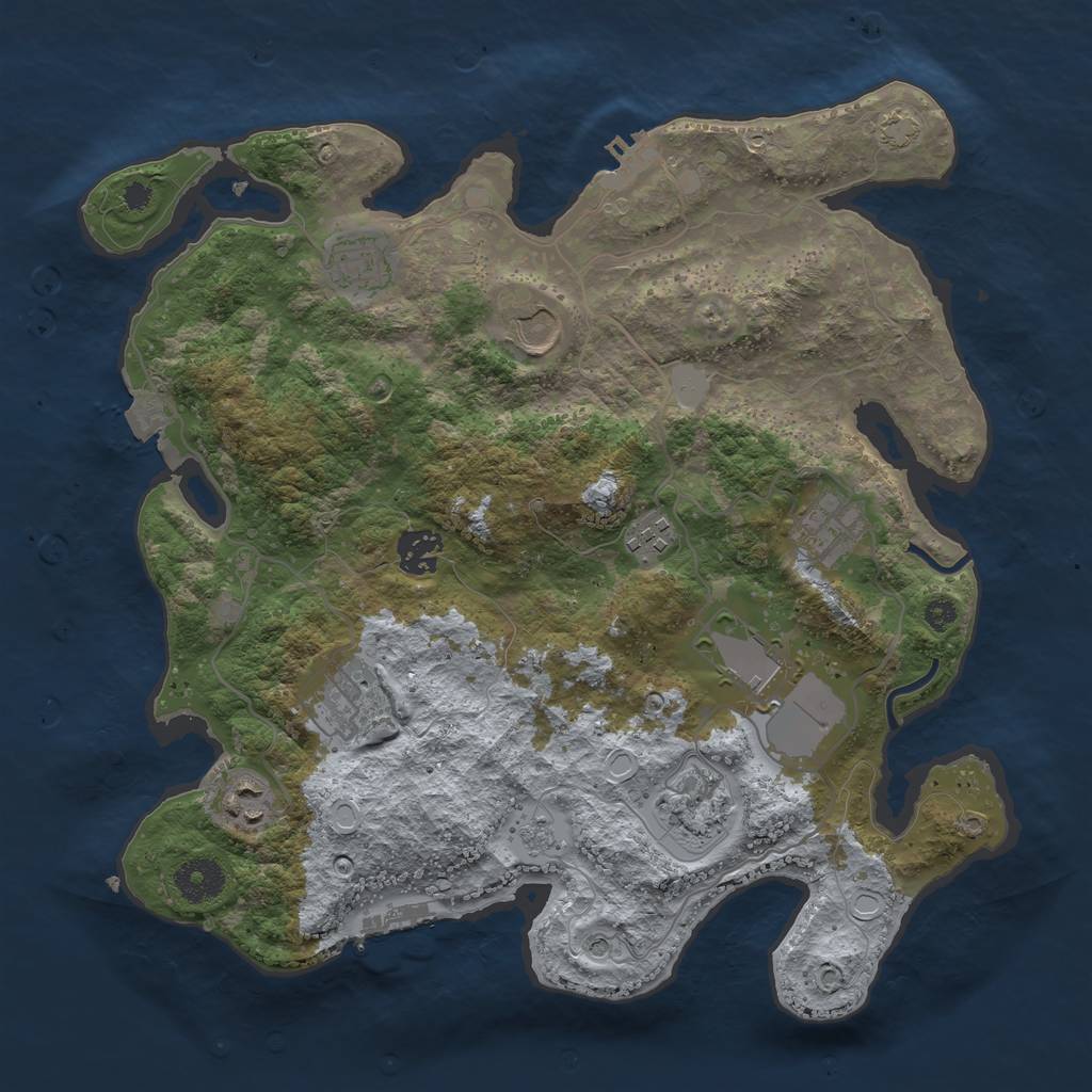 Rust Map: Procedural Map, Size: 3500, Seed: 960753134, 17 Monuments