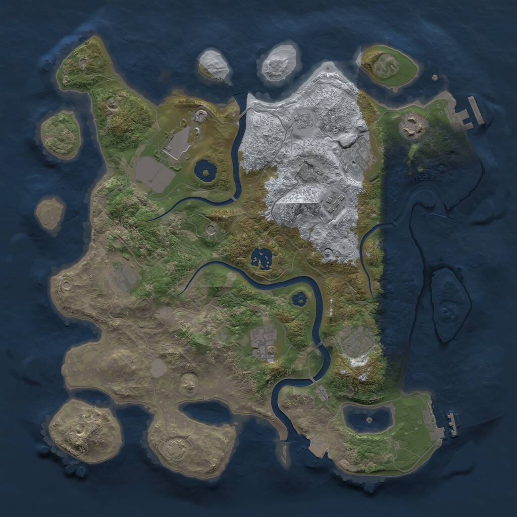 Rust Map: Procedural Map, Size: 3500, Seed: 44925524, 14 Monuments