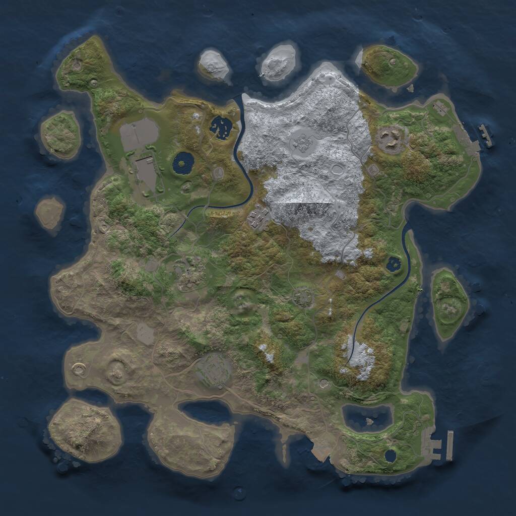 Rust Map: Procedural Map, Size: 3500, Seed: 44925524, 12 Monuments