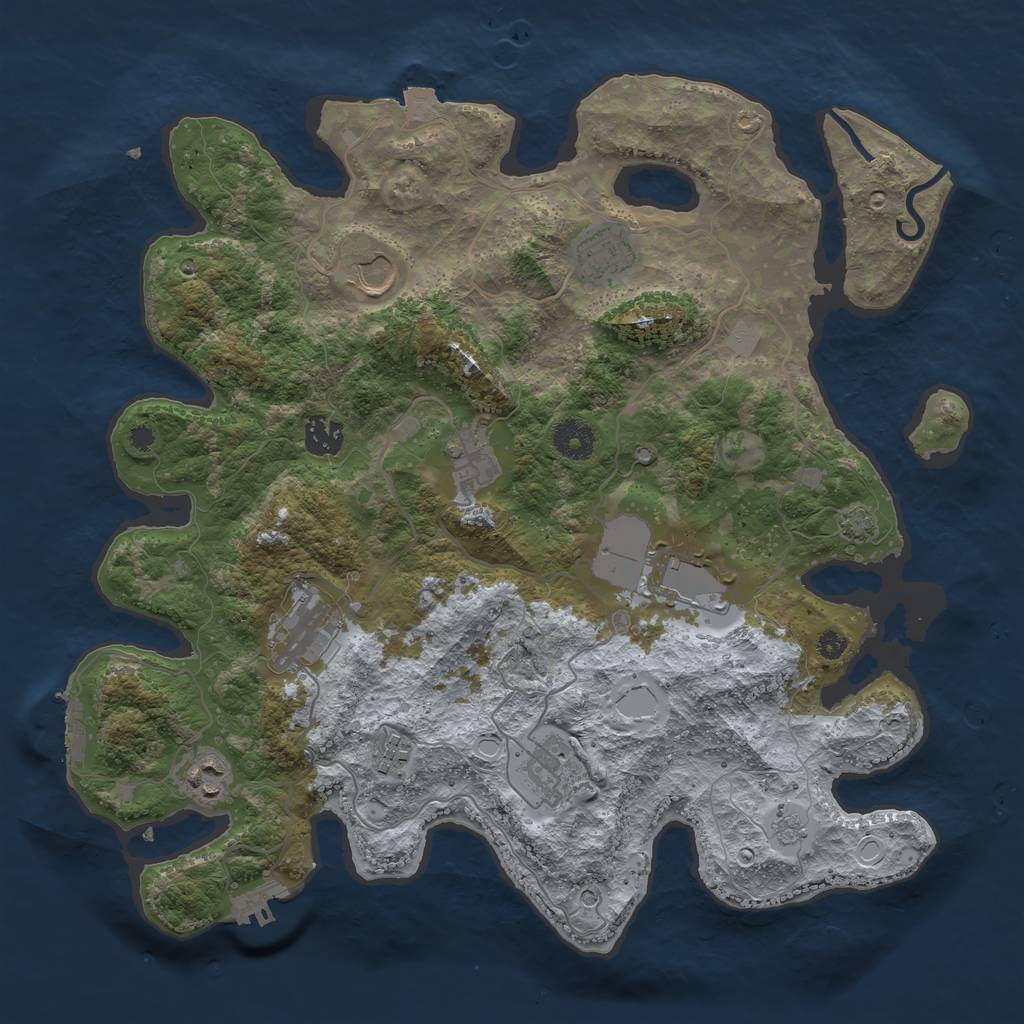 Rust Map: Procedural Map, Size: 3750, Seed: 153674817, 17 Monuments