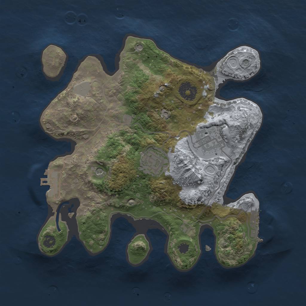 Rust Map: Procedural Map, Size: 2500, Seed: 1170334591, 8 Monuments