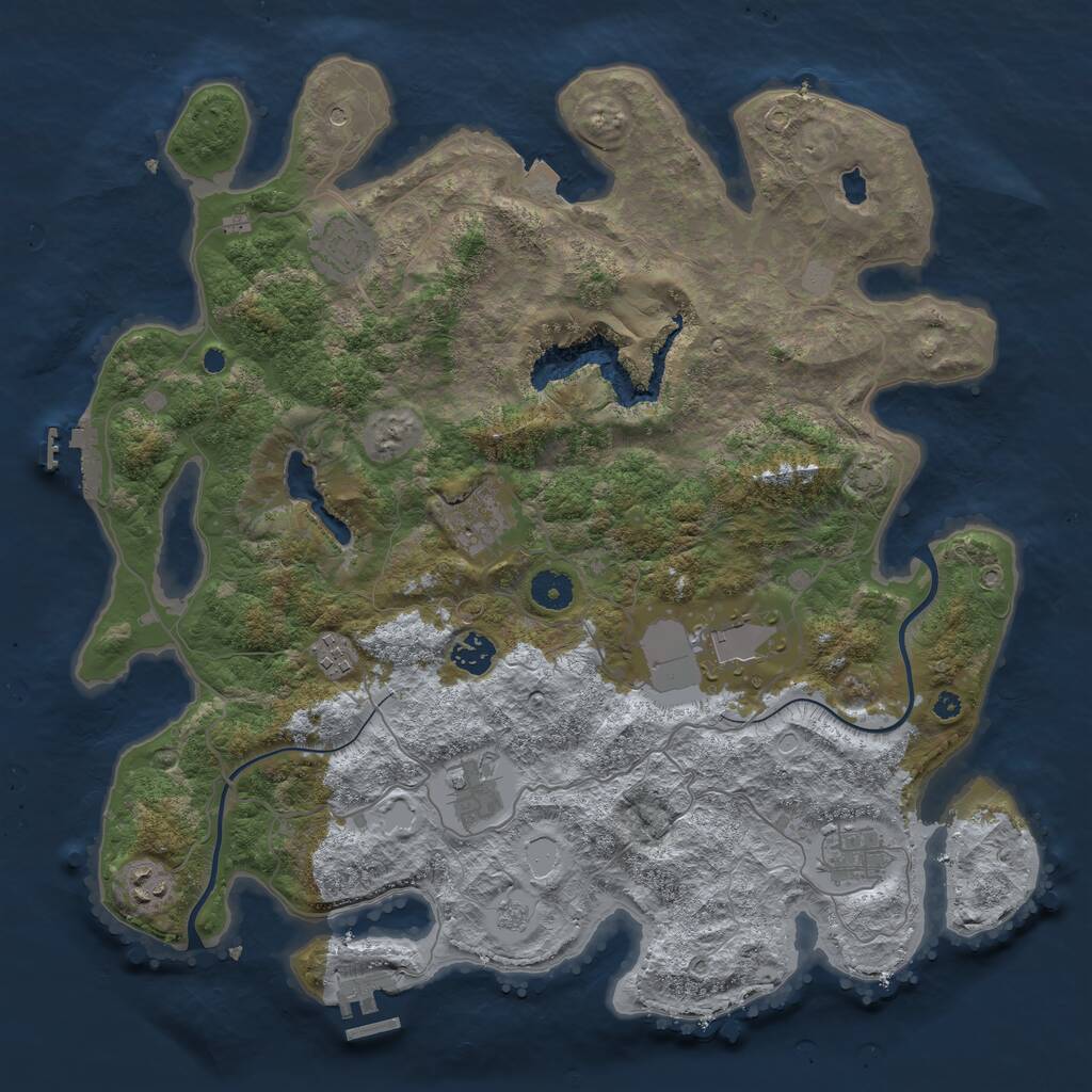 Rust Map: Procedural Map, Size: 4000, Seed: 74358, 14 Monuments
