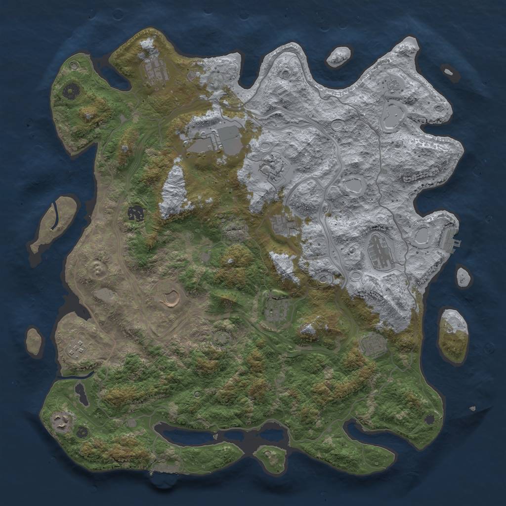 Rust Map: Procedural Map, Size: 4500, Seed: 1151197489, 19 Monuments