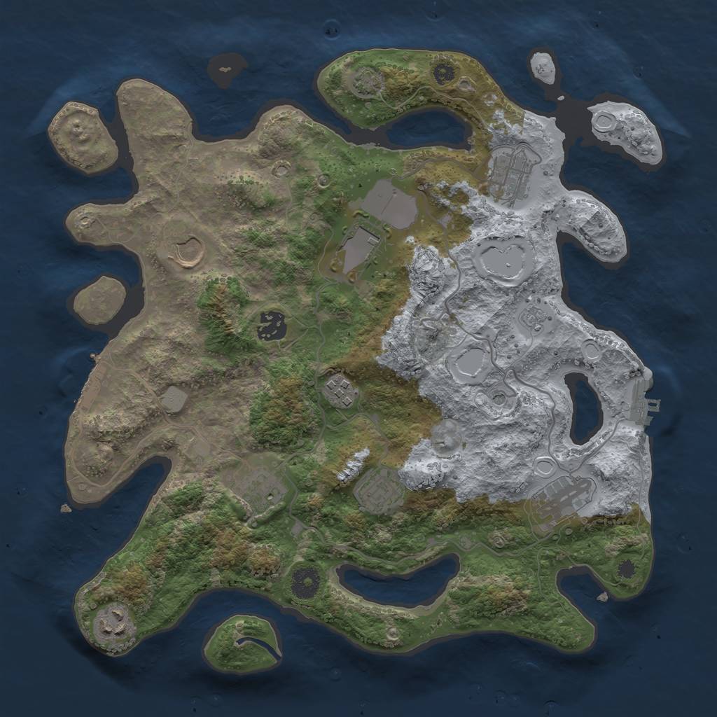 Rust Map: Procedural Map, Size: 3500, Seed: 1055457407, 17 Monuments