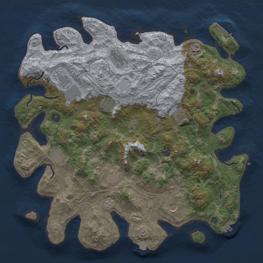 Rust Map: Procedural Map, Size: 4250, Seed: 38553989, 18 Monuments