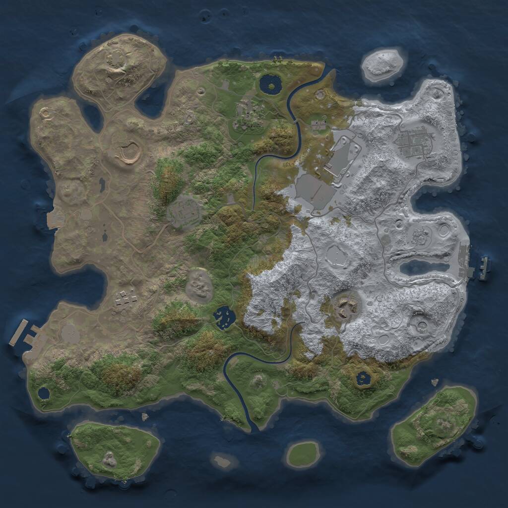 Rust Map: Procedural Map, Size: 3500, Seed: 74054784, 14 Monuments
