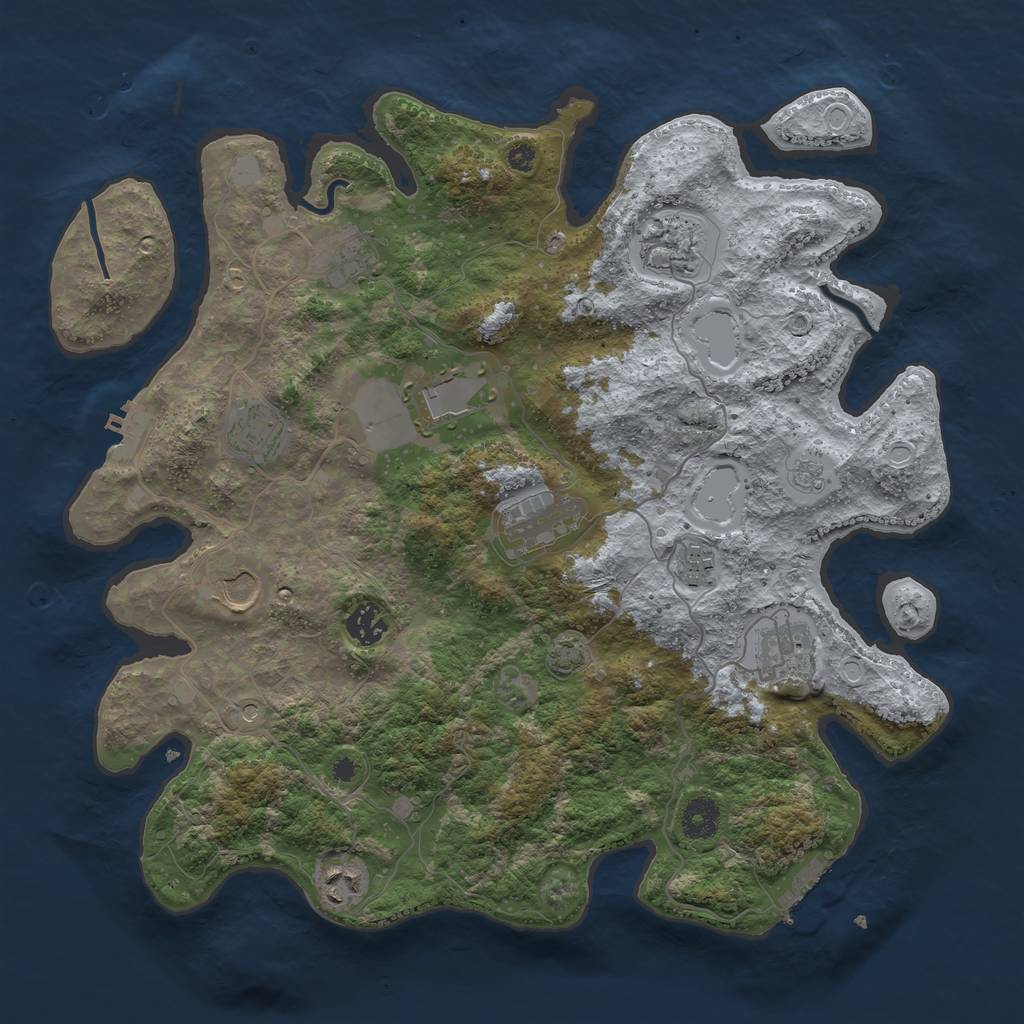 Rust Map: Procedural Map, Size: 3800, Seed: 1003603720, 18 Monuments
