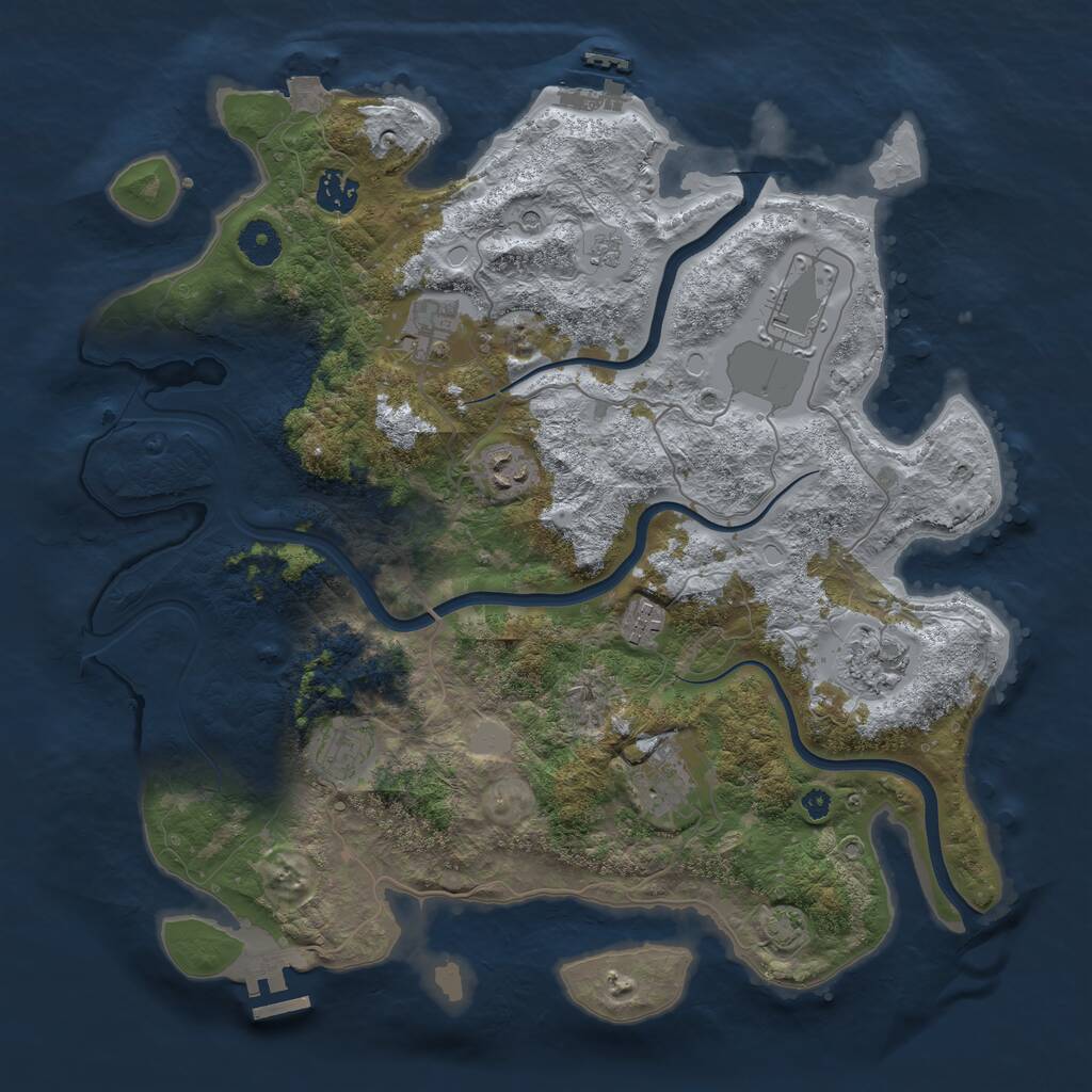 Rust Map: Procedural Map, Size: 3800, Seed: 18091467, 14 Monuments