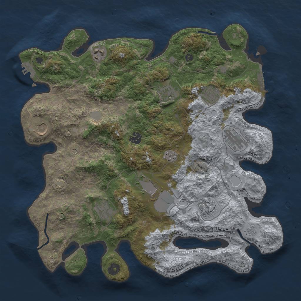 Rust Map: Procedural Map, Size: 3750, Seed: 1158983394, 18 Monuments