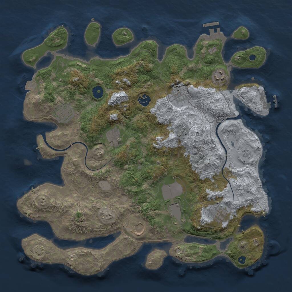 Rust Map: Procedural Map, Size: 3700, Seed: 2058296114, 14 Monuments