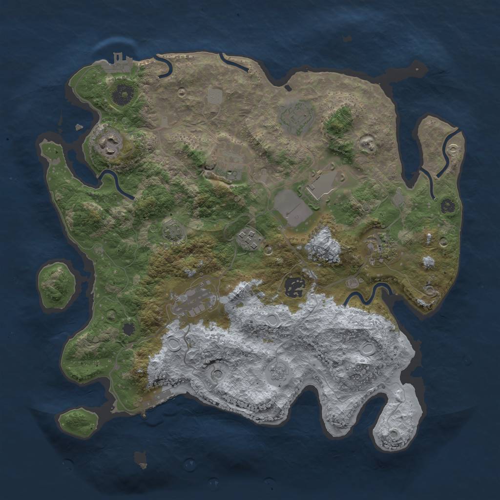 Rust Map: Procedural Map, Size: 3500, Seed: 1672510770, 16 Monuments