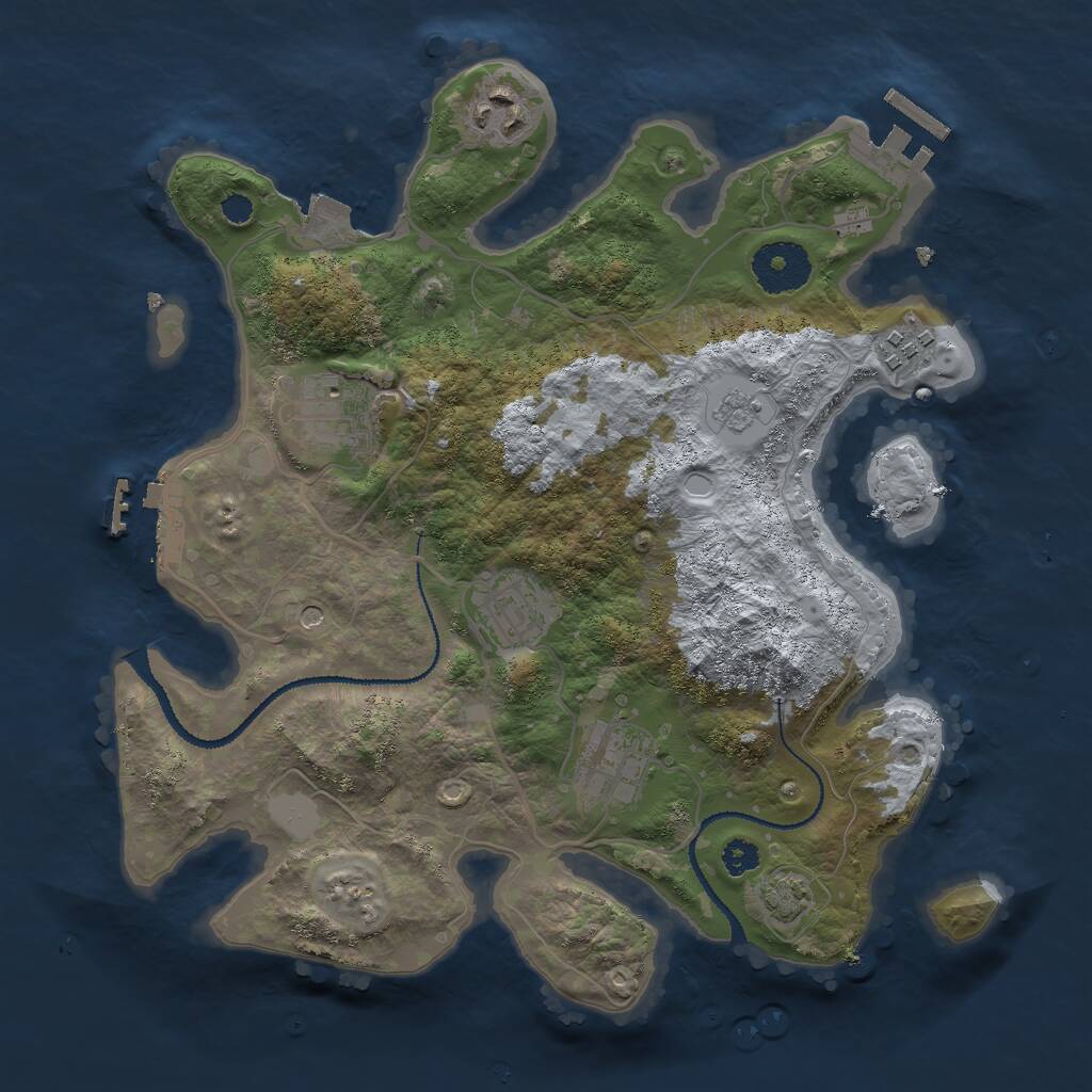 Rust Map: Procedural Map, Size: 3000, Seed: 420286596, 11 Monuments