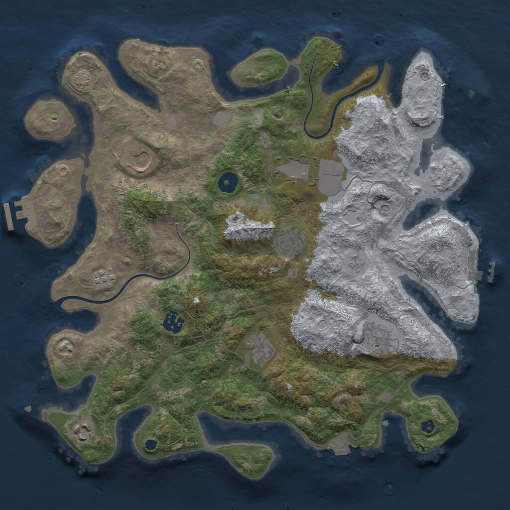 Rust Map: Procedural Map, Size: 3750, Seed: 144223133, 14 Monuments