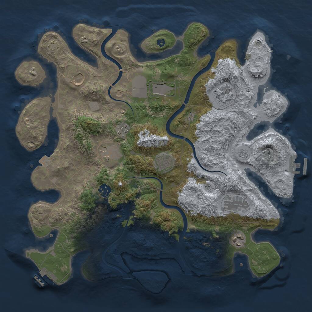 Rust Map: Procedural Map, Size: 3750, Seed: 144223133, 15 Monuments