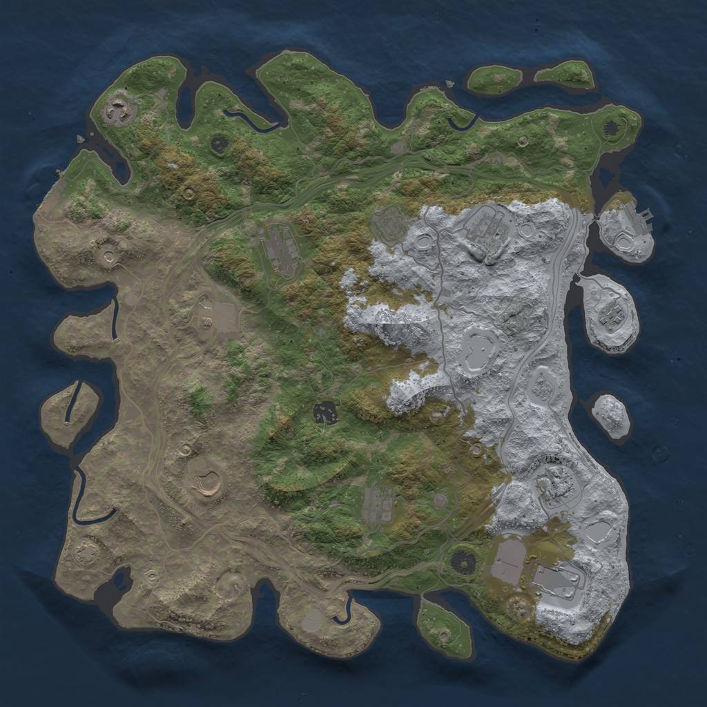 Rust Map: Procedural Map, Size: 4250, Seed: 51805701, 19 Monuments