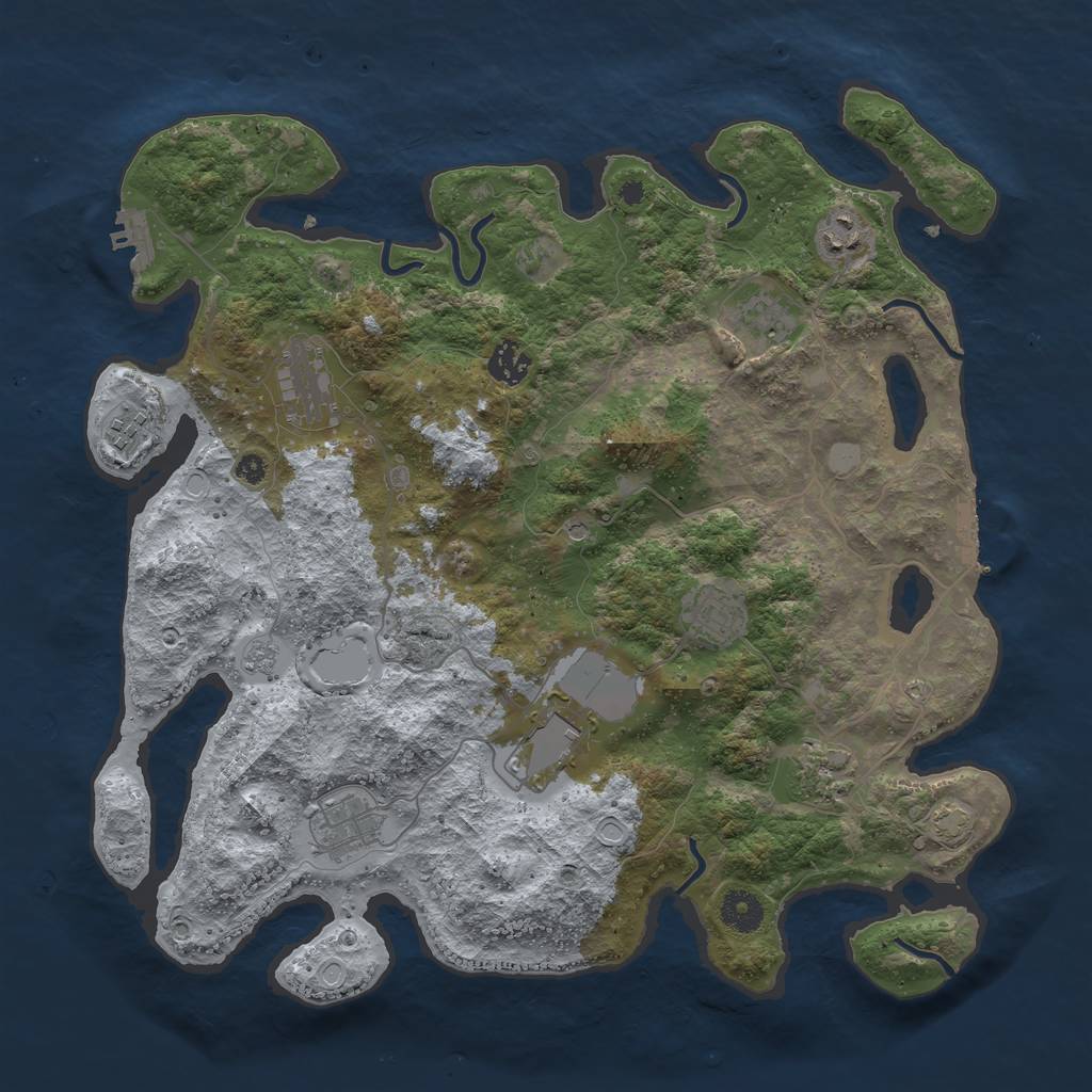 Rust Map: Procedural Map, Size: 3850, Seed: 55182817, 17 Monuments