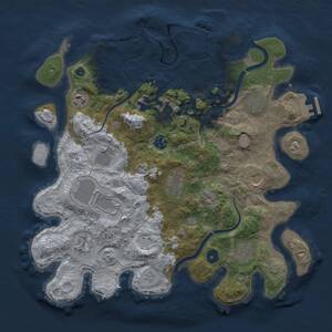 Thumbnail Rust Map: Procedural Map, Size: 3800, Seed: 191023608, 17 Monuments