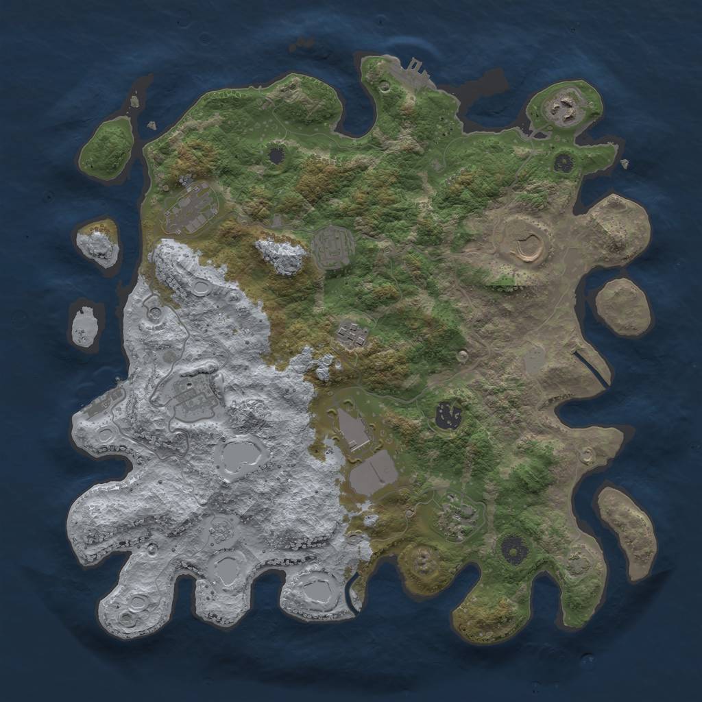 Rust Map: Procedural Map, Size: 3800, Seed: 191023608, 17 Monuments